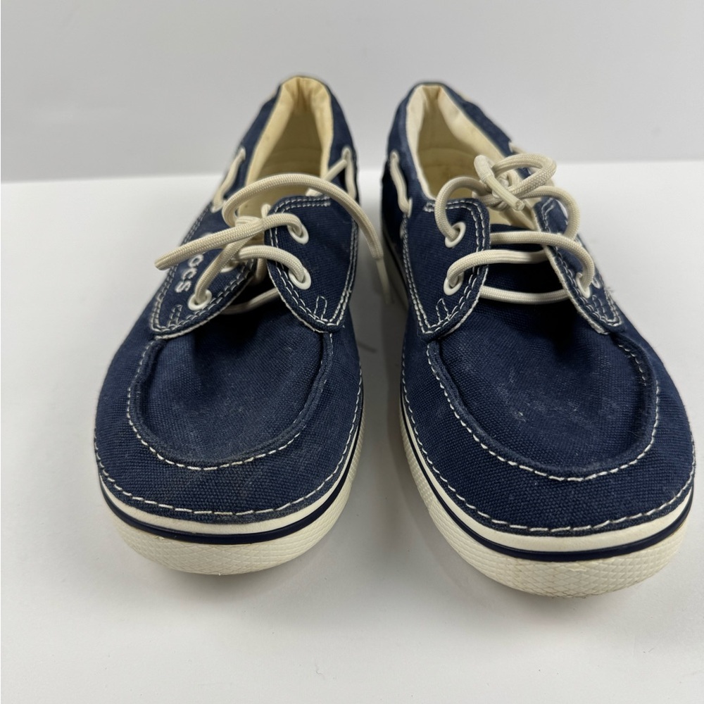 CROCS Women's Navy and Cream Boat Shoes size 8